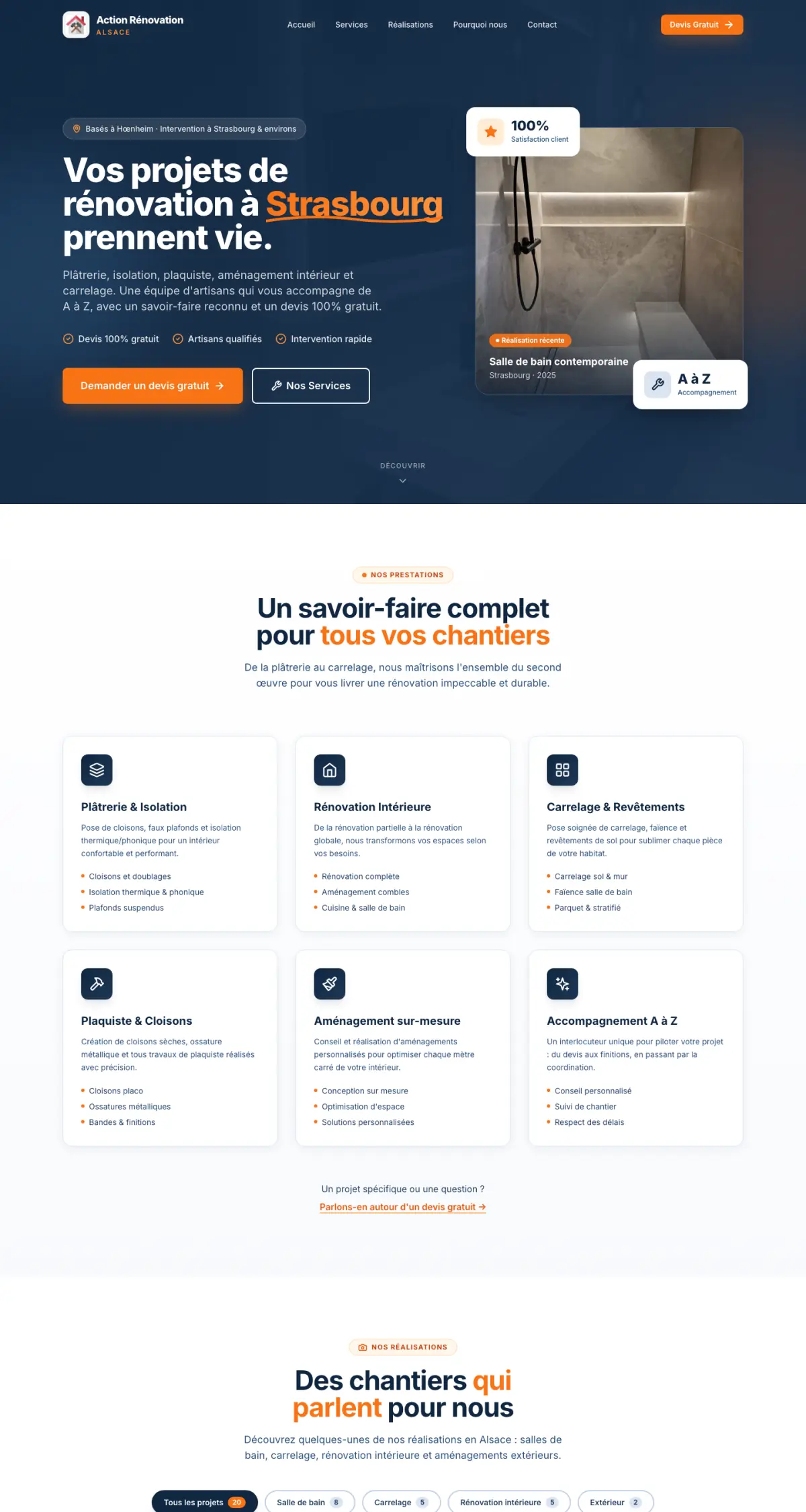 Aperçu du site Action Rénovation Alsace