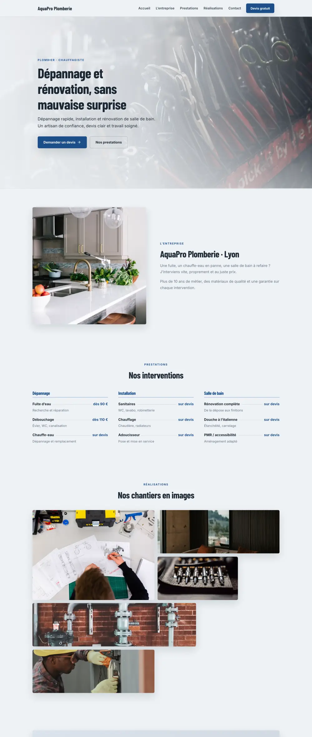 Modèle de site pour Handwerk