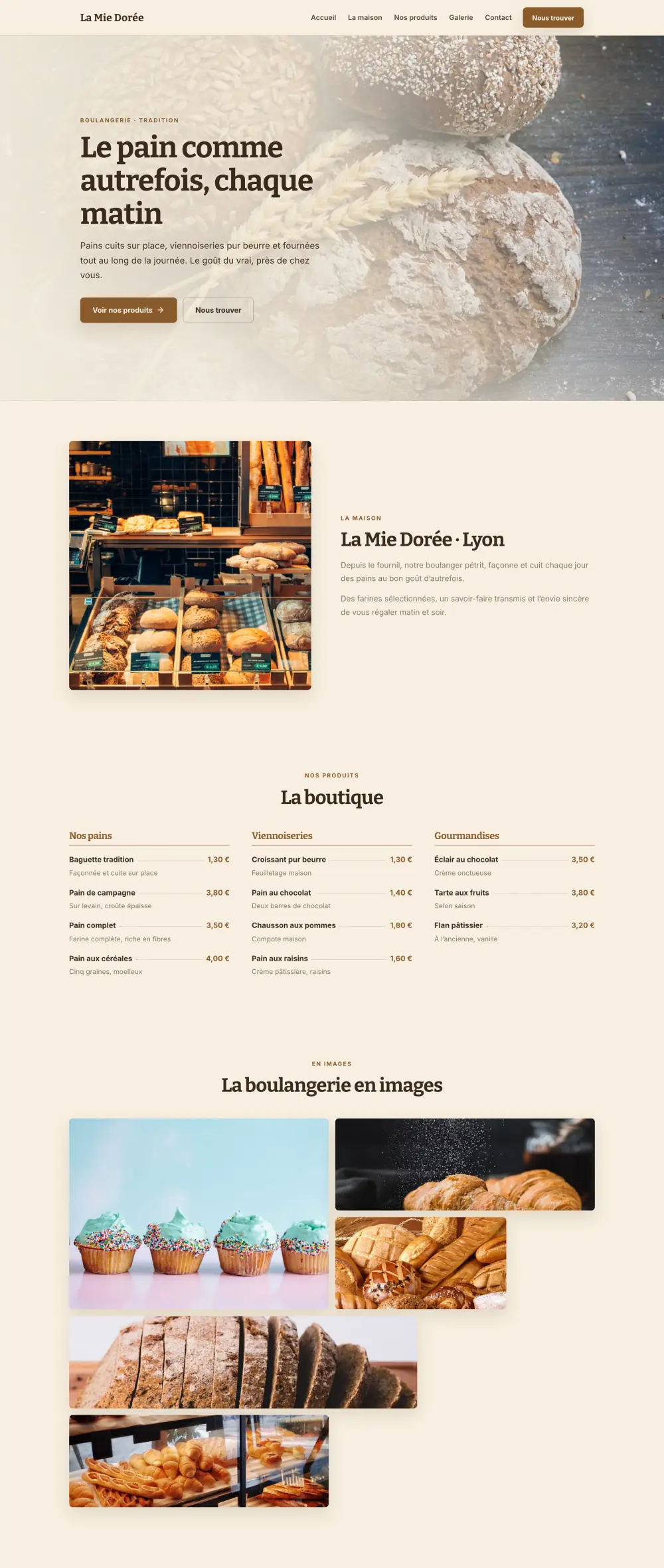 Modèle de site pour Bäckerei