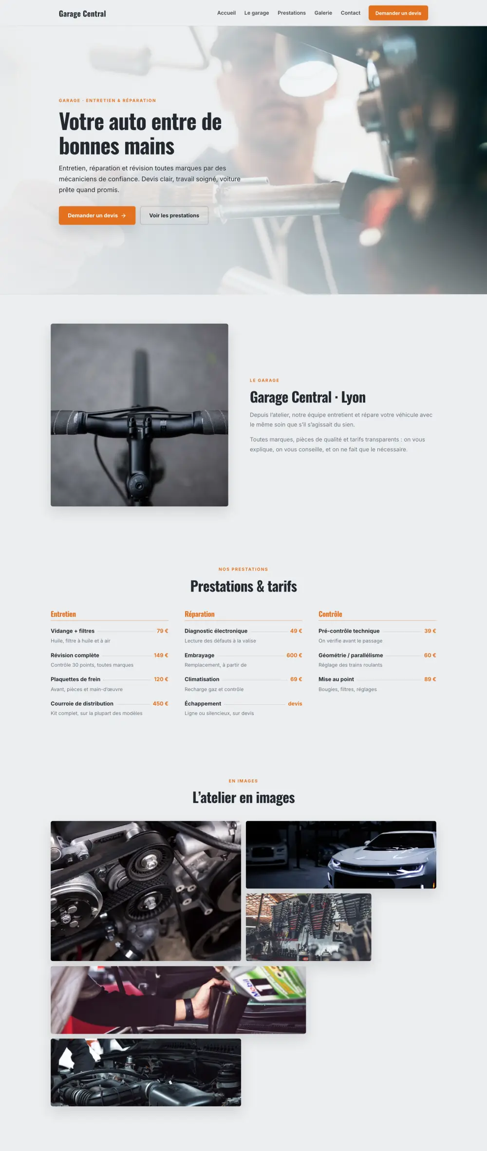 Modèle de site pour Werkstatt · Auto