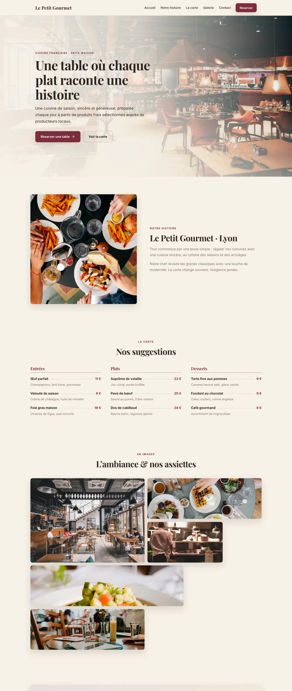 Modèle de site pour Restaurant